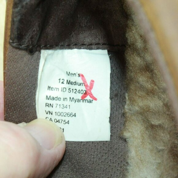 LL Bean All Week Brown Leather Shearling Lined Cozy Moccasin Slippers Size 12 M - Picture 8 of 9